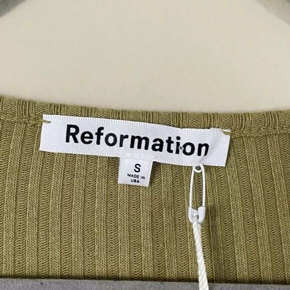 NWT Reformation Wrenley Knit Midi Green Sweater Dress Bodycon Size S - Picture 6 of 8